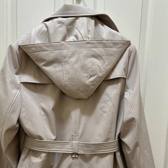 New Calvin Klein Rain Jacket Women's Size L Beige Double Breasted Removable Hood - Picture 11 of 14